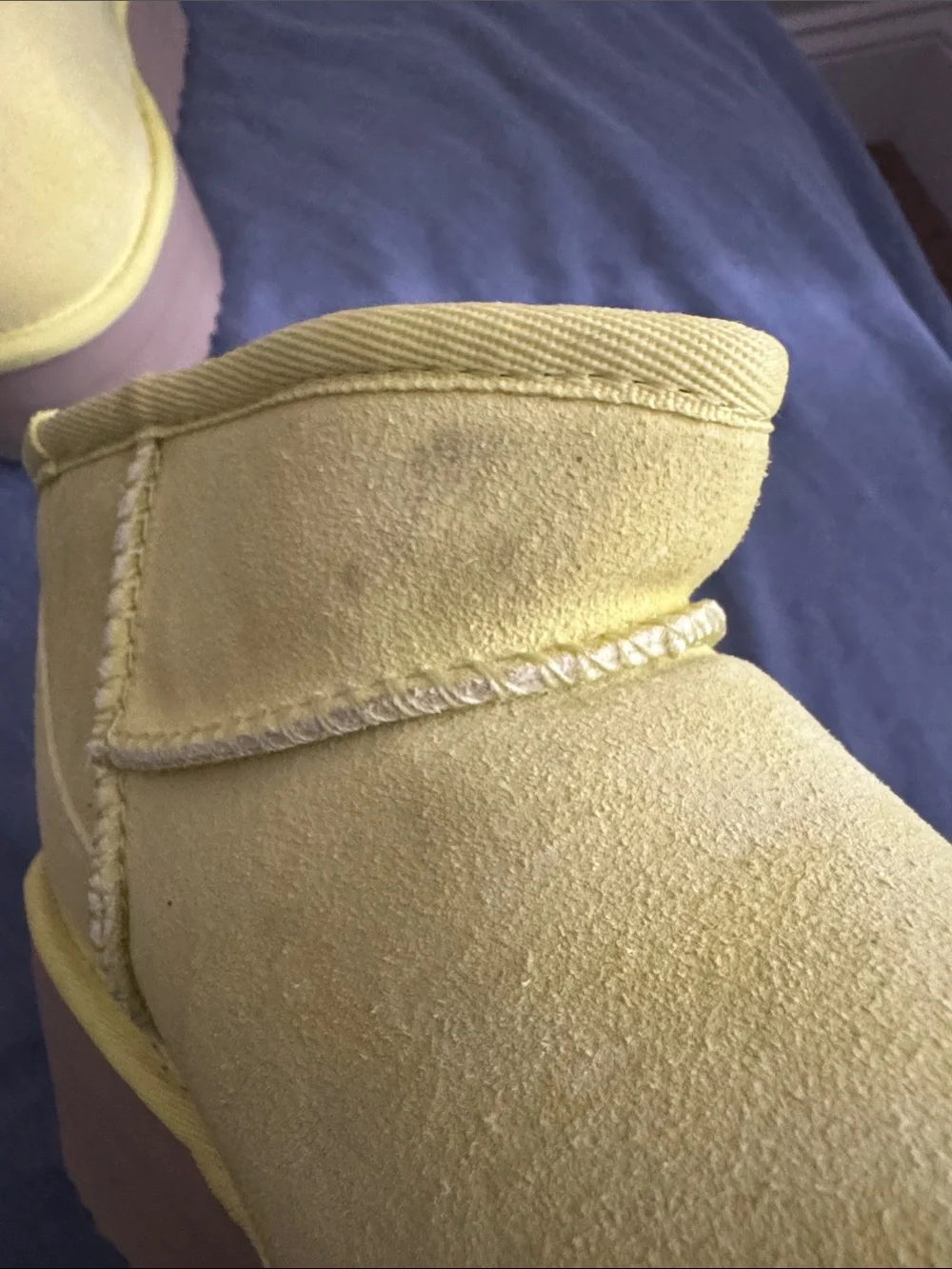 UGG Ultra Mini Platform Classic Yellow Platform Suede Shearling Boots
